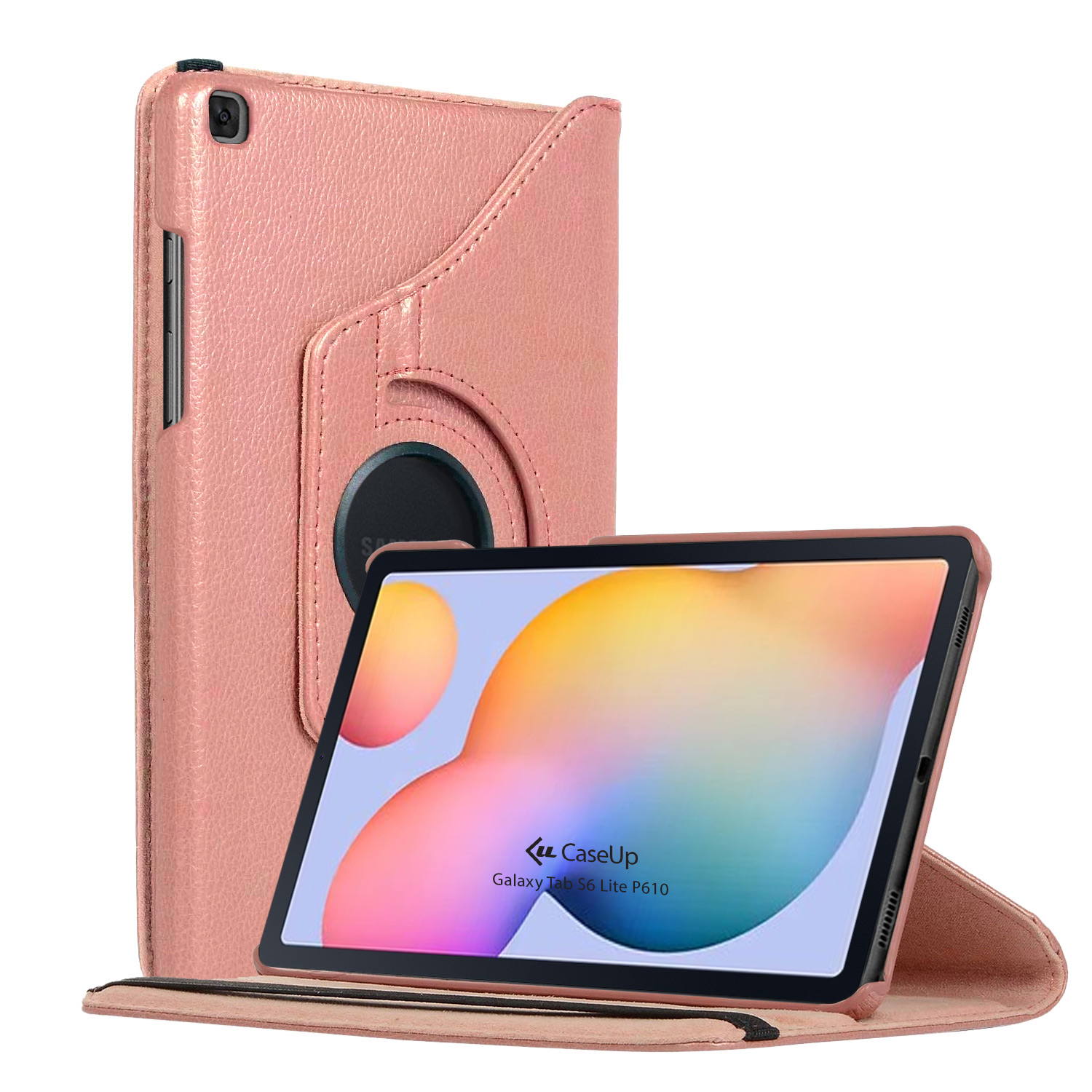 Samsung Galaxy Tab S6 Lite 10 4 P610 Kılıf CaseUp 360 Rotating Stand Rose Gold